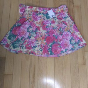 NWT ZARA  floral mini skirt sash bow detail XXL Barbie core